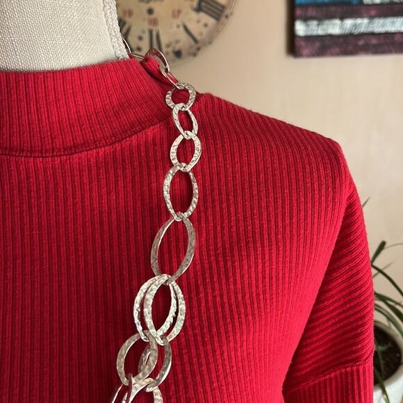 Stefano Basics Women’s Red Ribbed Mock Turtleneck Size 18/20 - Picture 2 of 9